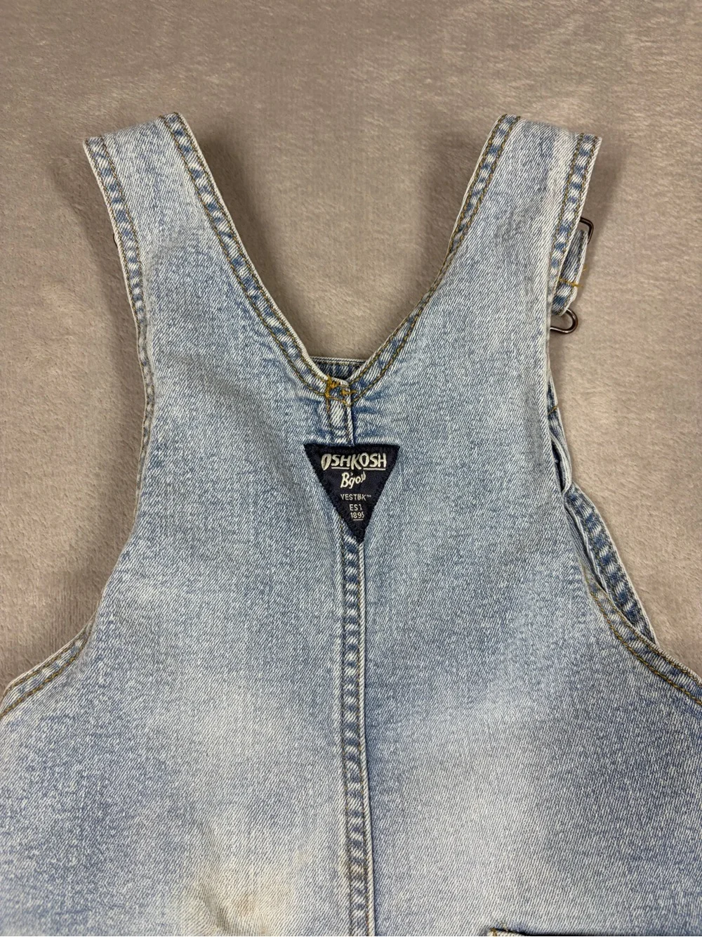 Oshkosh B’gosh Cotton Blend Denim Ligh Blue Jean Overalls Size 3T